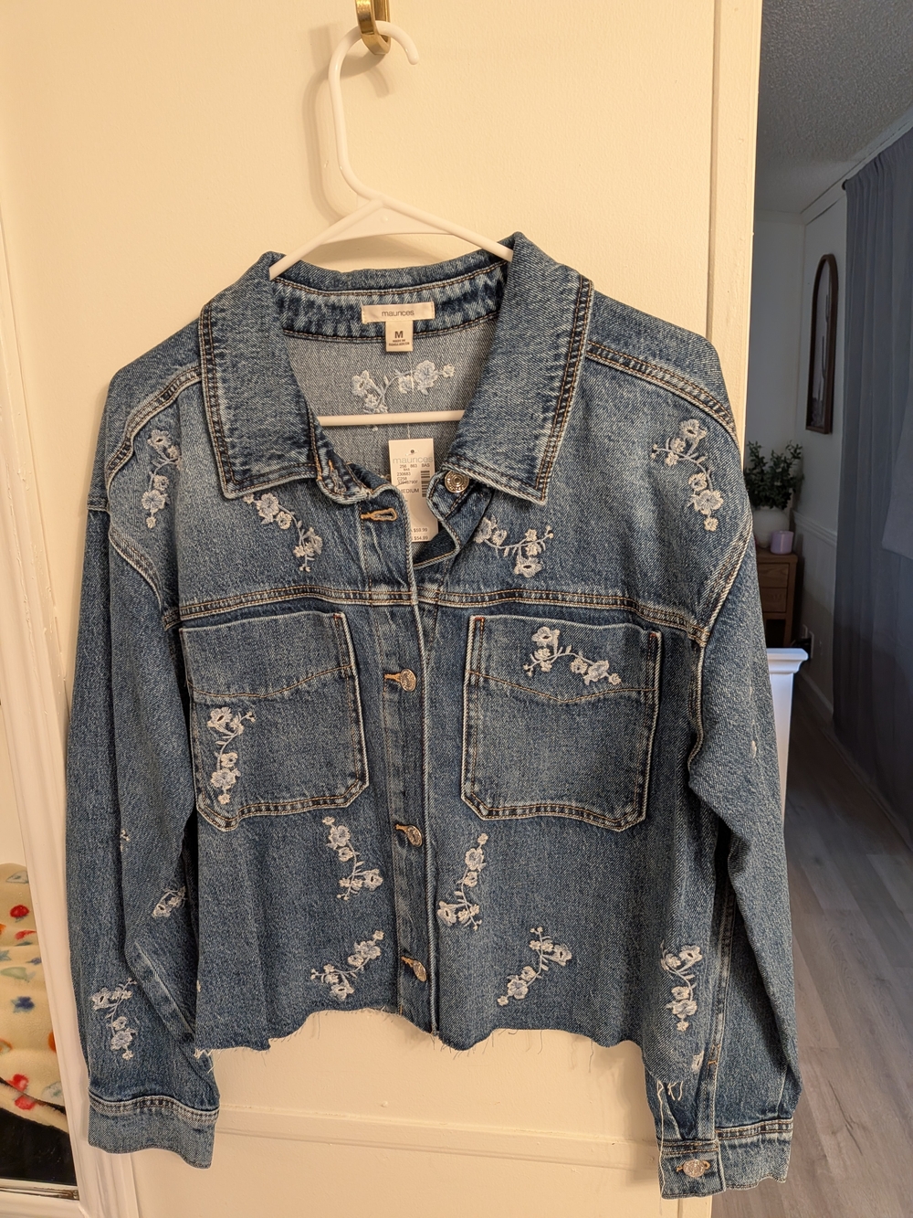 Maurices Blue Embroidered Denim Jacket